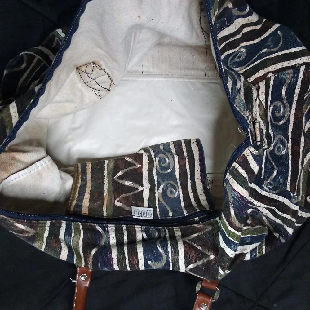 Vintage Gitano Abstract Stripes Tote Bag Purse